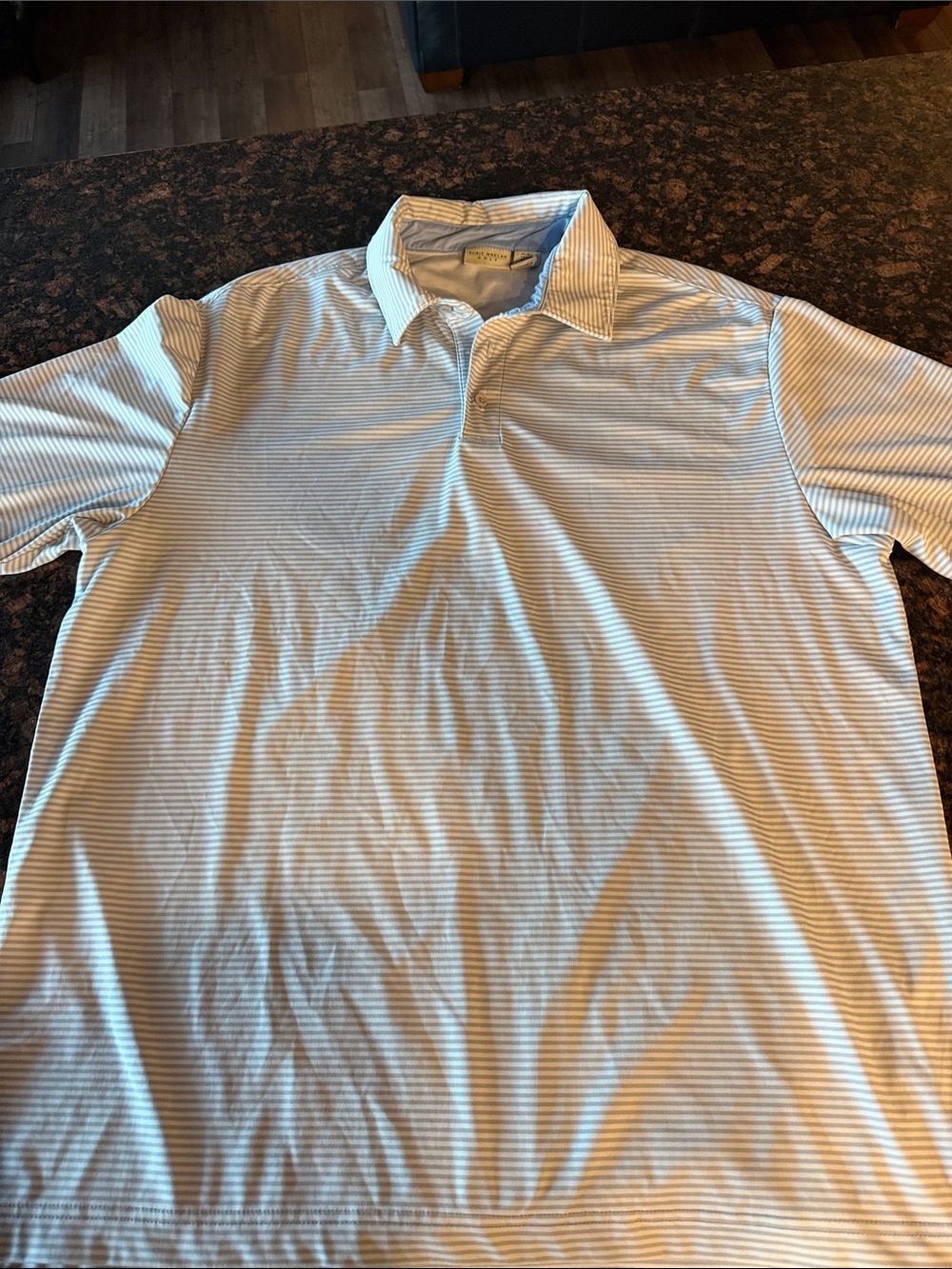 Rorie Whelan Men's Light Gray Striped Polo Shirt XL